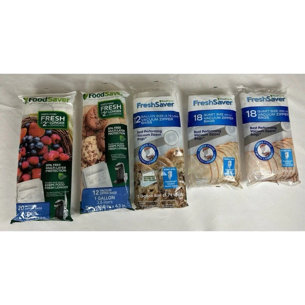 FoodSaver Bag Bundle Assort. Gallon Quart FreshSaver Vacuum Zipper New Old Stock
